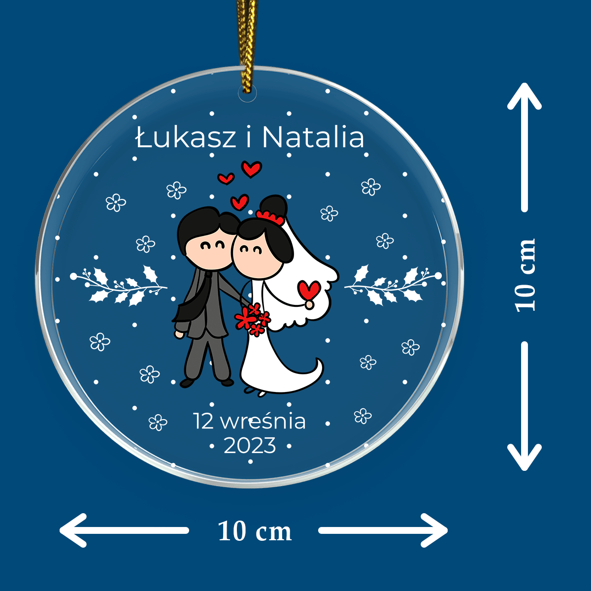Para młoda i data - bombka choinkowa, spersonalizowany prezent dla żony - Adamell.pl