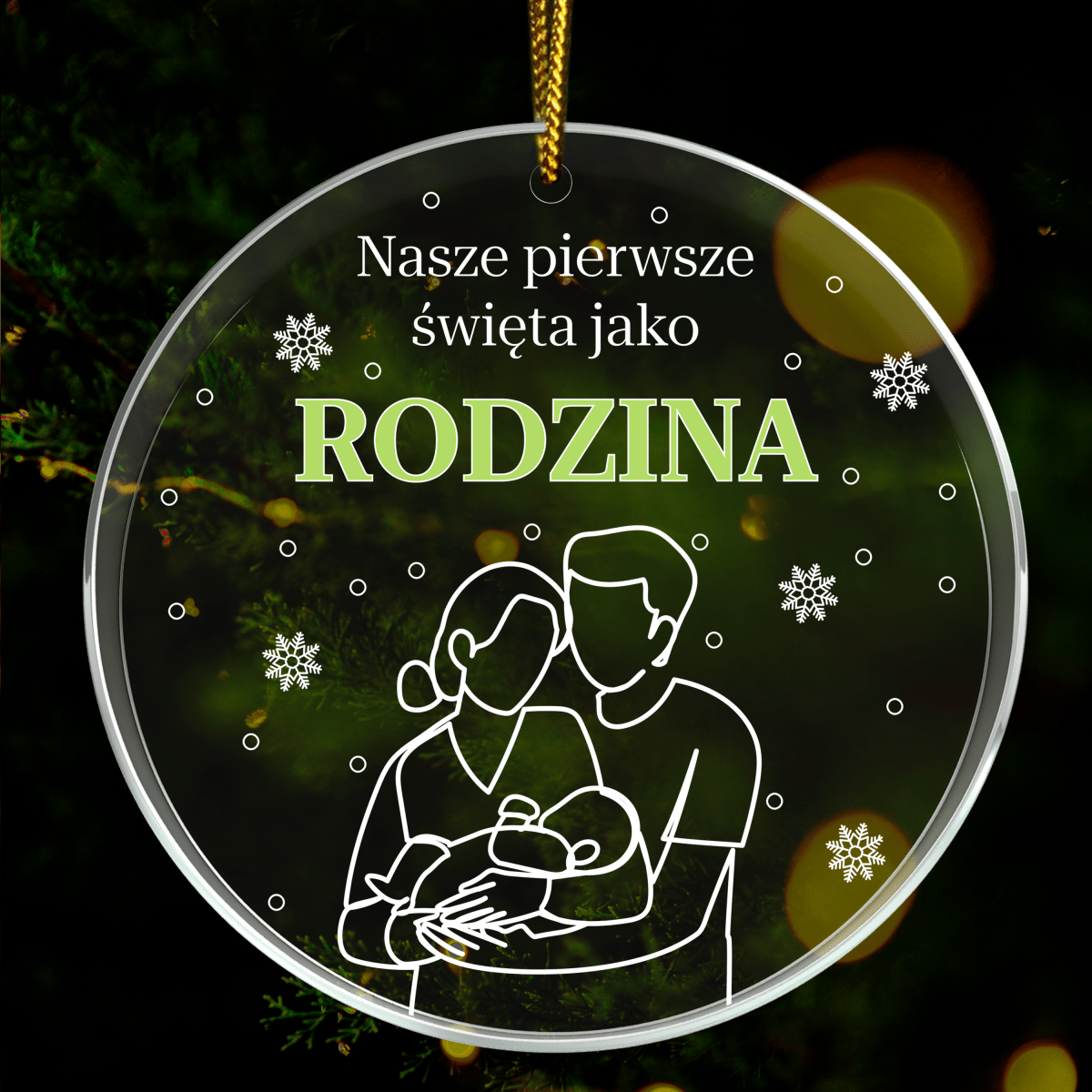 Pierwsze święta rodzinne - bombka choinkowa, spersonalizowany prezent dla rodziców - Adamell.pl