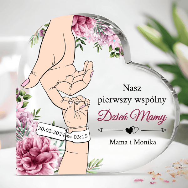 Pierwszy wspólny Dzień Mamy - Szklane serce, spersonalizowany prezent dla mamy - Adamell.pl