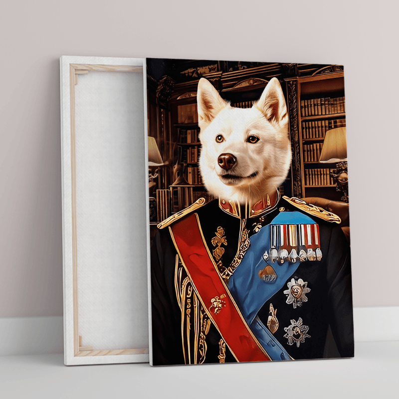 Pies w stroju generała - druk na płótnie, spersonalizowany prezent dla właściciela psa - Adamell.pl