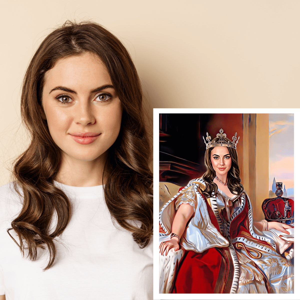 Portret królewski jednoosobowy - druk na płótnie, spersonalizowany prezent - Adamell.pl - Wyjątkowe Prezenty