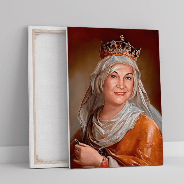 Portret Królowa Jadwiga - druk na płótnie, spersonalizowany prezent dla babci - Adamell.pl