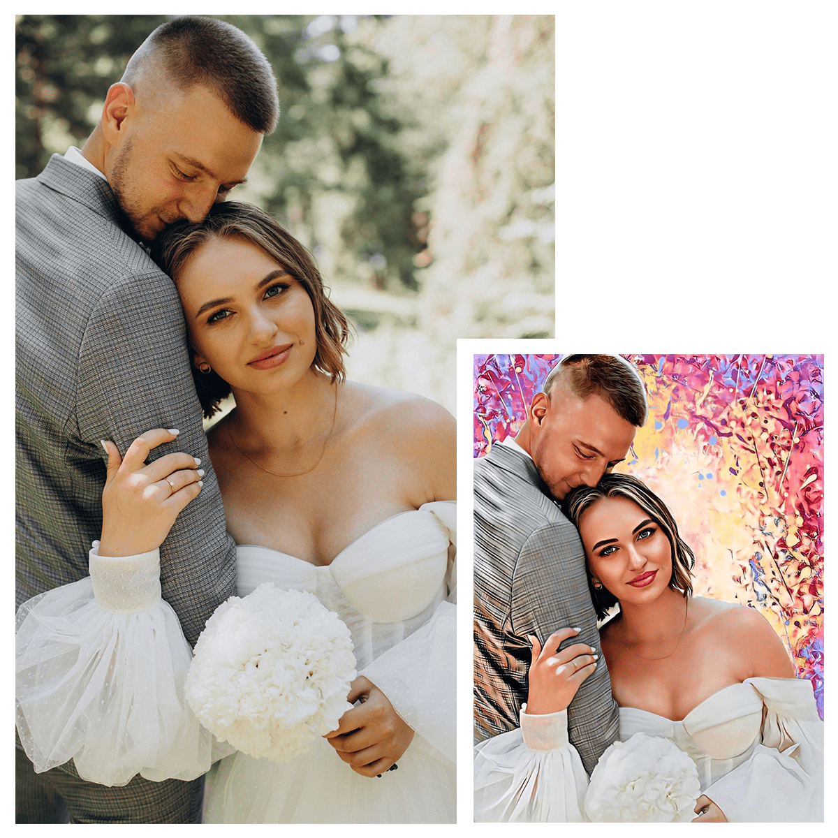 Portret pary młodej - druk na płótnie, spersonalizowany prezent dla pary - Adamell.pl