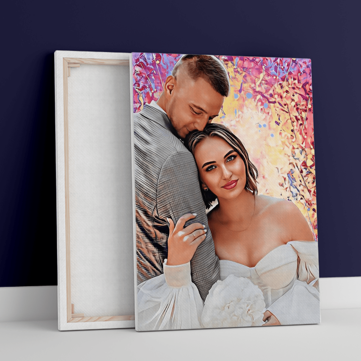 Portret pary młodej - druk na płótnie, spersonalizowany prezent dla pary - Adamell.pl