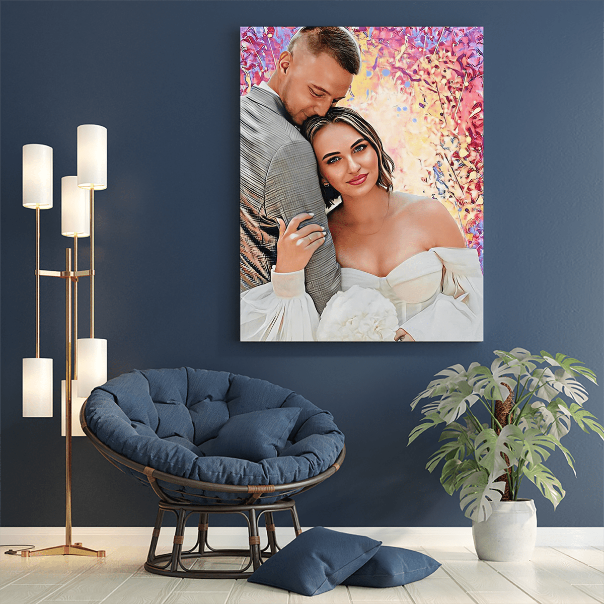 Portret pary młodej - druk na płótnie, spersonalizowany prezent dla pary - Adamell.pl