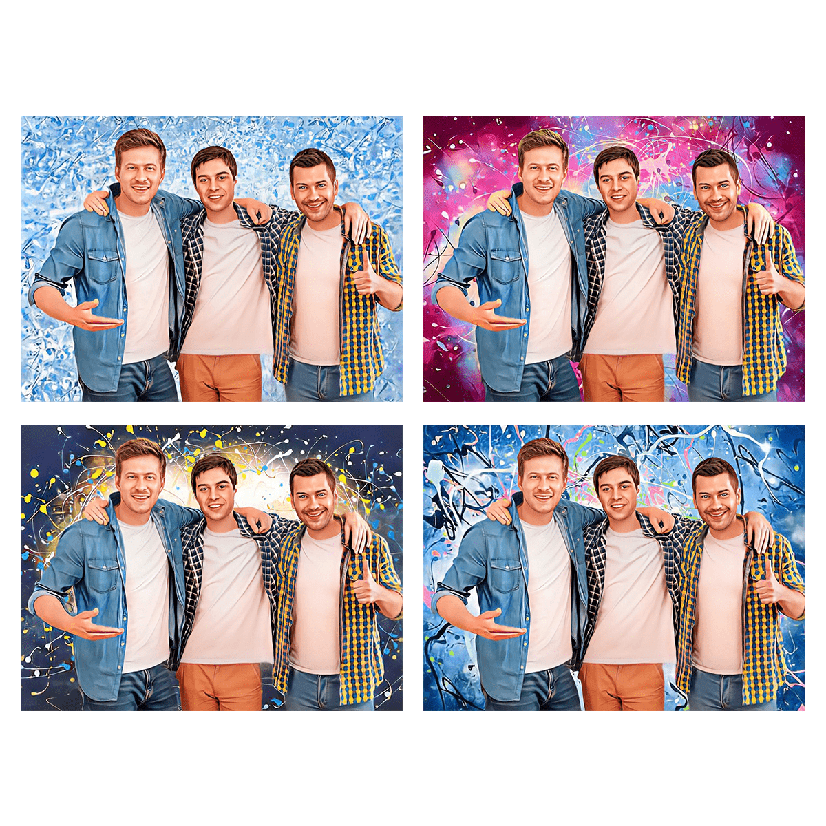 Portret przyjaciół - druk na płótnie, spersonalizowany prezent dla przyjaciół - Adamell.pl