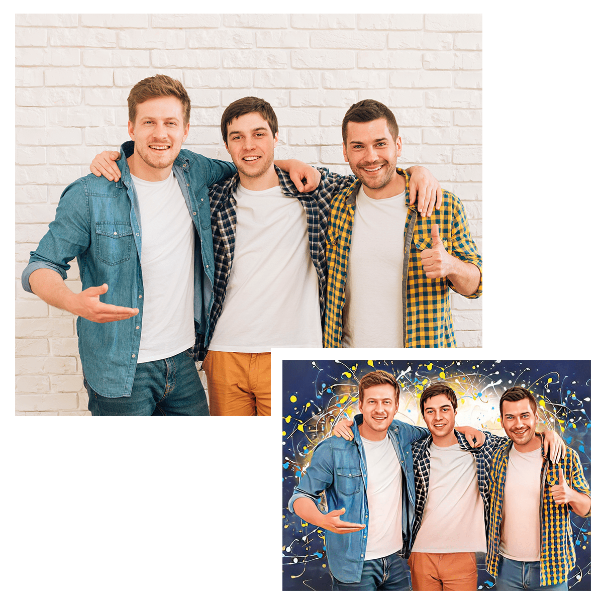 Portret przyjaciół - druk na płótnie, spersonalizowany prezent dla przyjaciół - Adamell.pl