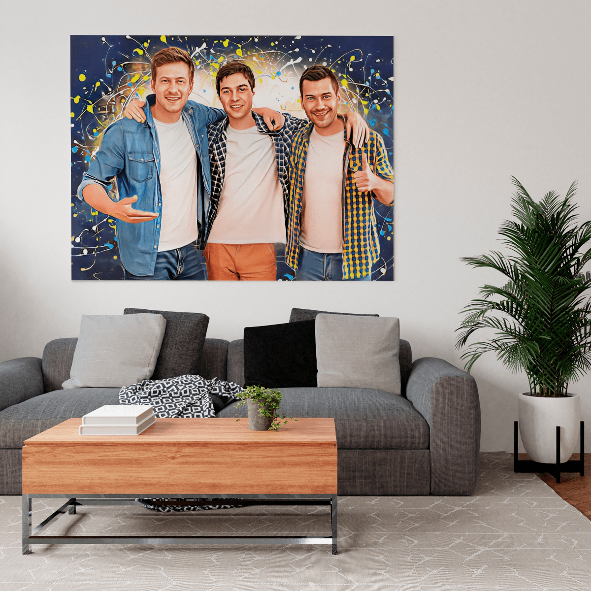 Portret przyjaciół - druk na płótnie, spersonalizowany prezent dla przyjaciół - Adamell.pl