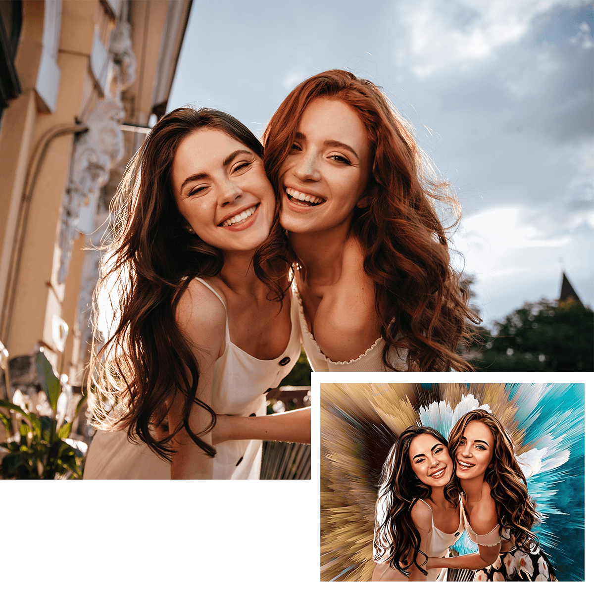 Portret z dwukolorowym tłem - obraz na płótnie, spersonalizowany prezent - Adamell.pl - Wyjątkowe Prezenty