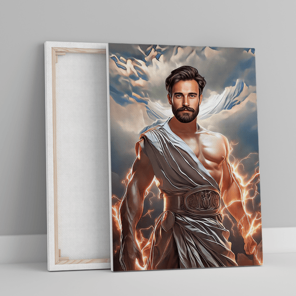 Portret Zeusa - druk na płótnie, spersonalizowany prezent dla niego - Adamell.pl