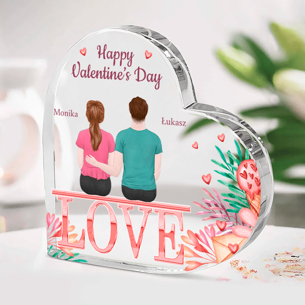 Razem lepiej - Szklane serce, spersonalizowany prezent dla niej - Adamell.pl
