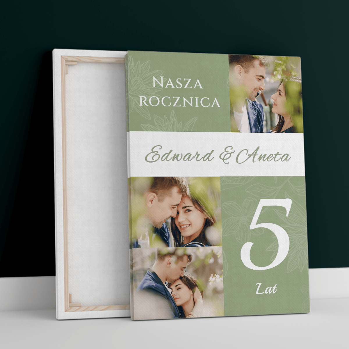 Rocznica 5 lat - druk na płótnie, spersonalizowany prezent dla pary - Adamell.pl