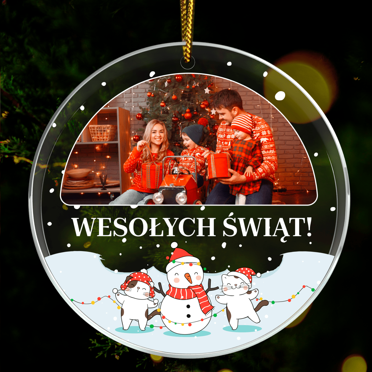 Rodzina w święta - bombka choinkowa, spersonalizowany prezent dla rodziców - Adamell.pl