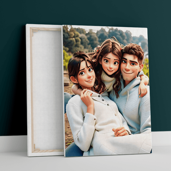 Rodzinny portret Disney - druk na płótnie, spersonalizowany prezent dla rodziców - Adamell.pl
