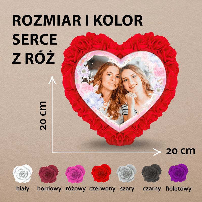 Różane serce + nadruk ze zdjęciem - Różane serce z nadrukiem, spersonalizowany prezent - Adamell.pl - Wyjątkowe Prezenty