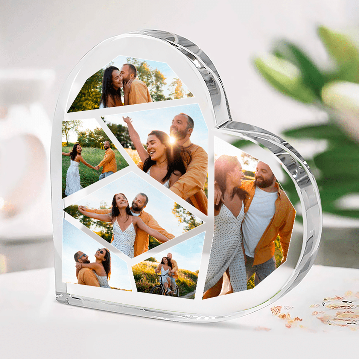 Serce z mozaiką zdjęć - Szklane serce, spersonalizowany prezent dla niego - Adamell.pl