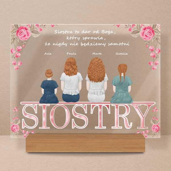 Siostry - Druk na szkle, spersonalizowany prezent dla siostry - Adamell.pl