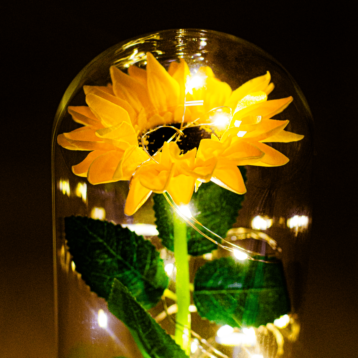 Słonecznik wieczny w szkle LED - wieczny kwiat - Adamell.pl