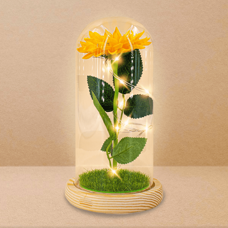 Słonecznik wieczny w szkle LED - wieczny kwiat - Adamell.pl