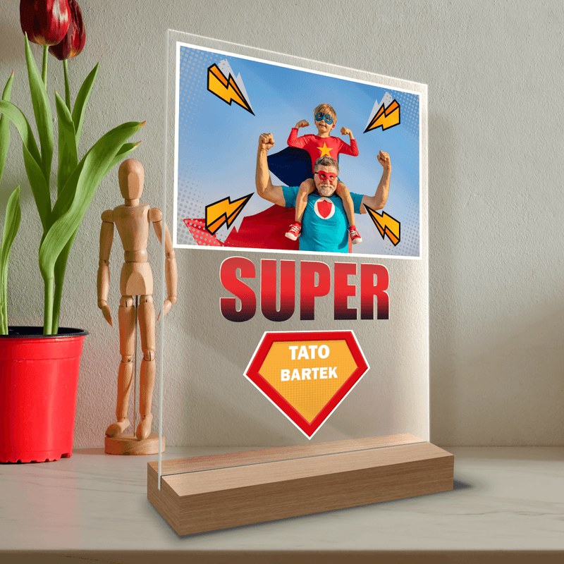 Superbohater tata - Druk na szkle, spersonalizowany prezent dla taty - Adamell.pl - Wyjątkowe Prezenty