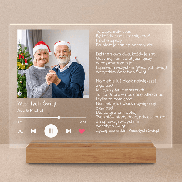 Świąteczna piosenka dla rodziców - Druk na szkle, spersonalizowany prezent dla rodziców - Adamell.pl