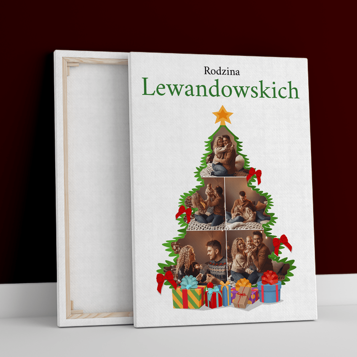 Świąteczne drzewko ze zdjęć - druk na płótnie, spersonalizowany prezent dla rodziców - Adamell.pl
