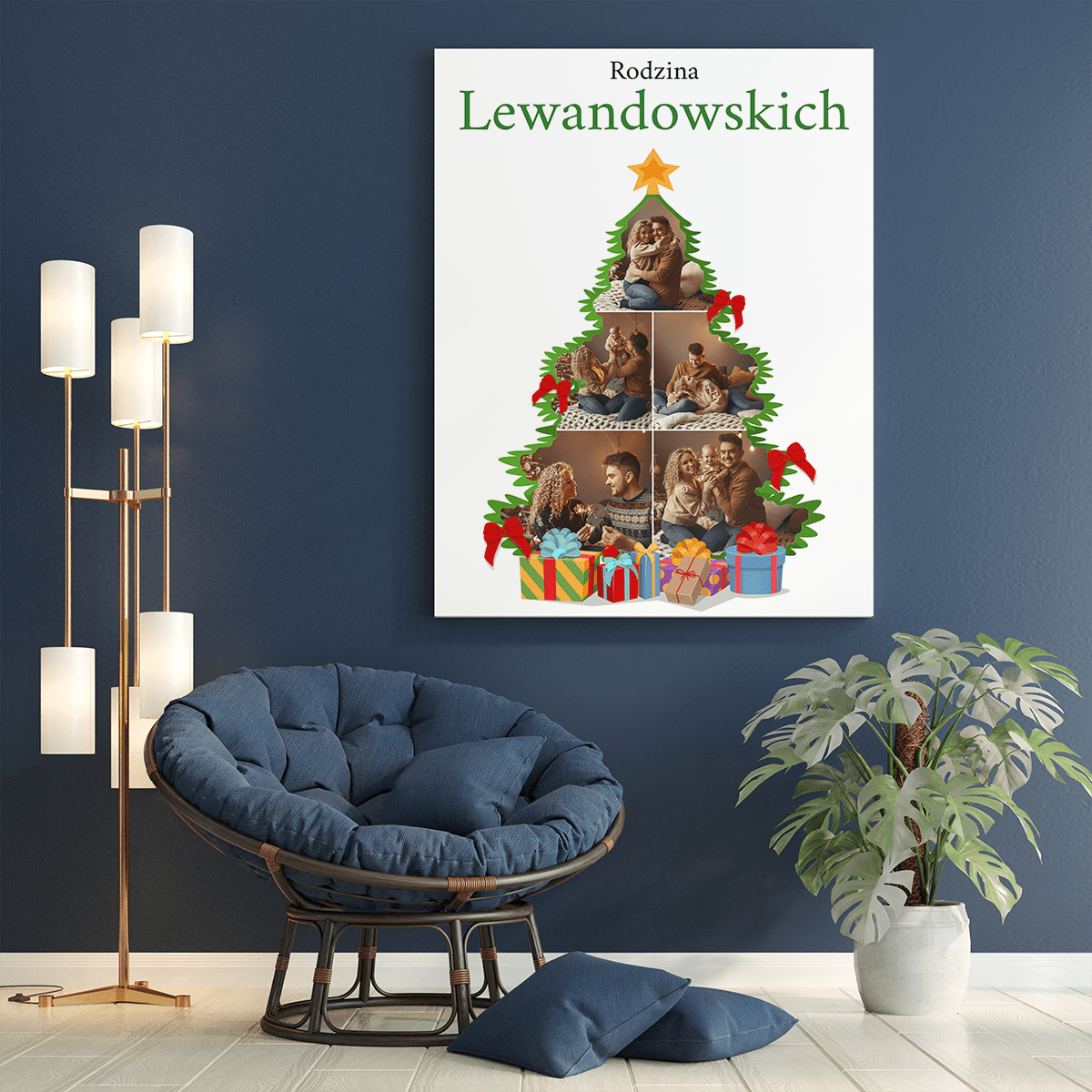 Świąteczne drzewko ze zdjęć - druk na płótnie, spersonalizowany prezent dla rodziców - Adamell.pl