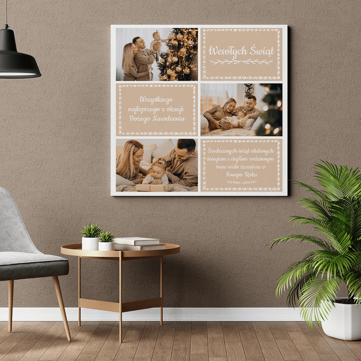 Świąteczne życzenia i kolaż - druk na płótnie, spersonalizowany prezent dla rodziców - Adamell.pl