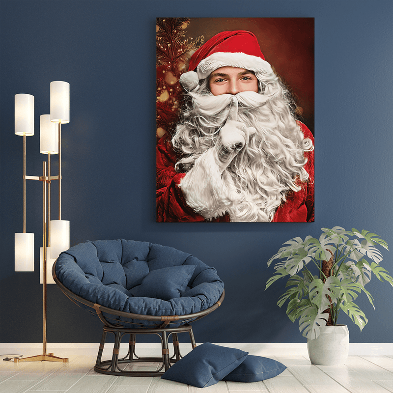 Święty Mikołaj portret - druk na płótnie, spersonalizowany prezent dla niego - Adamell.pl