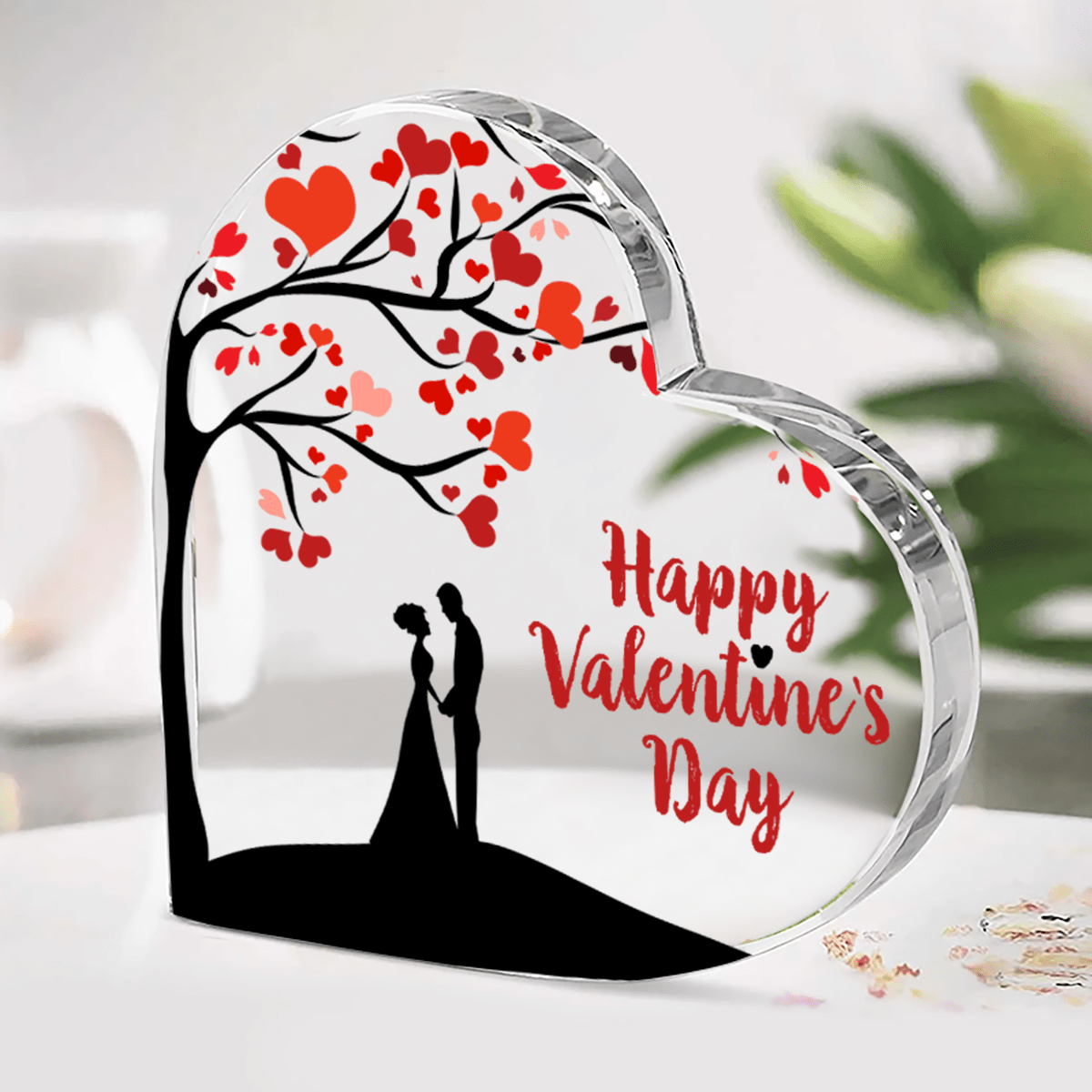 Szczęśliwe Walentynki - Szklane serce, spersonalizowany prezent dla pary - Adamell.pl