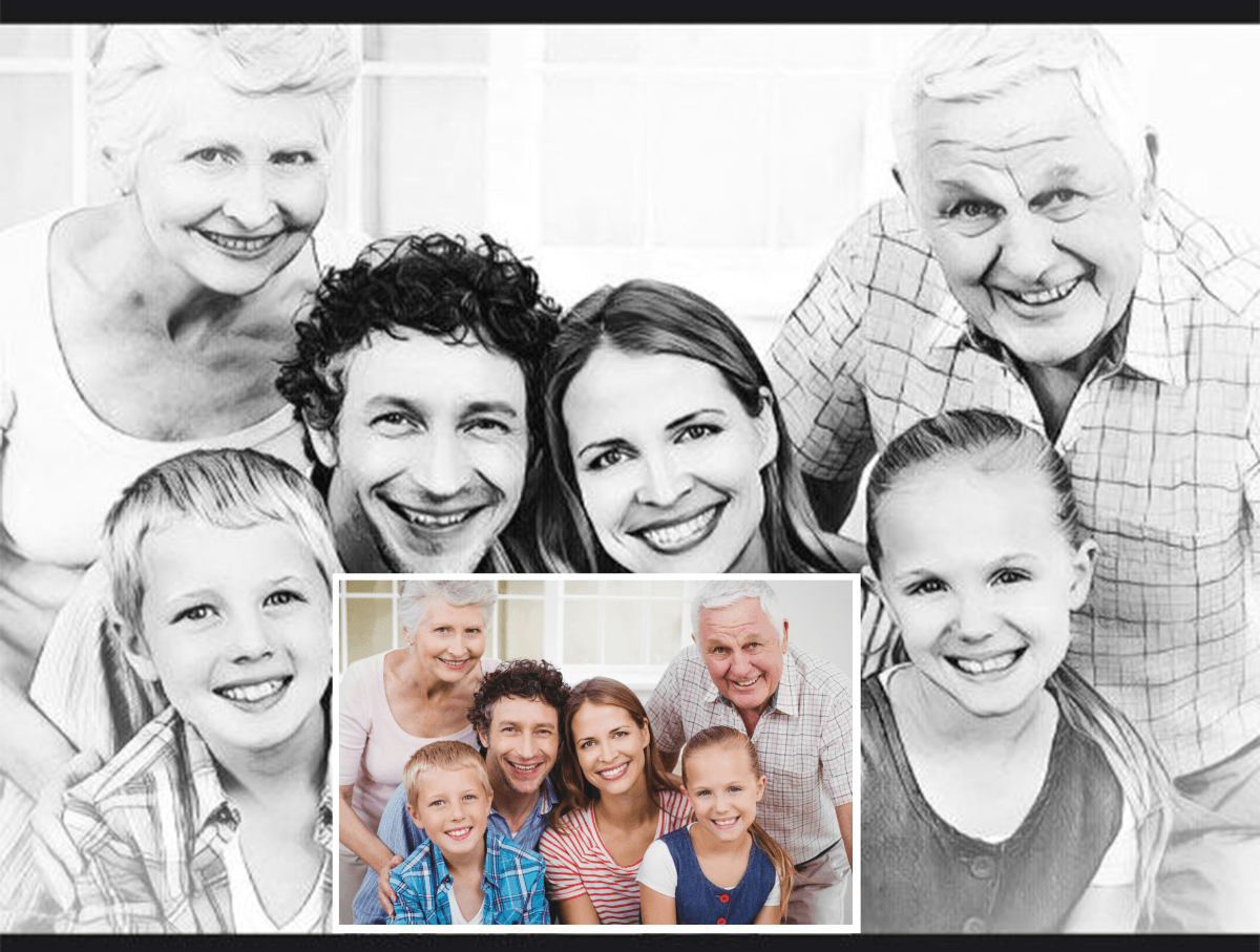 Szkic portret wieloosobowy - obraz na płótnie, spersonalizowany prezent - Adamell.pl - Wyjątkowe Prezenty