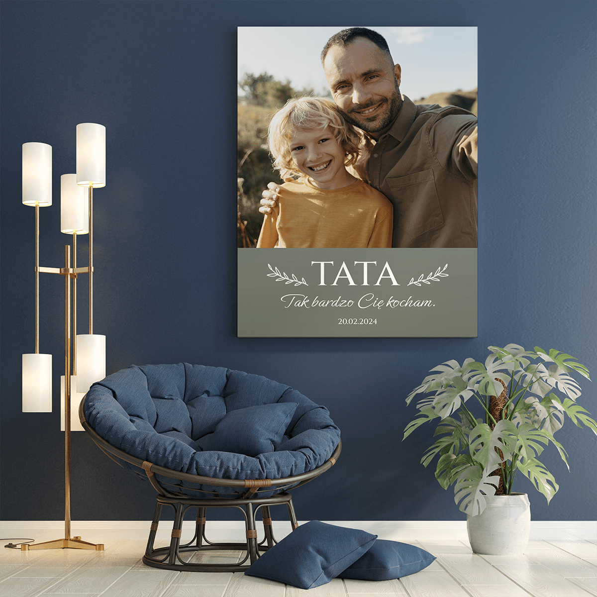 Tato, Kocham Cię bardzo - druk na płótnie, spersonalizowany prezent dla taty - Adamell.pl