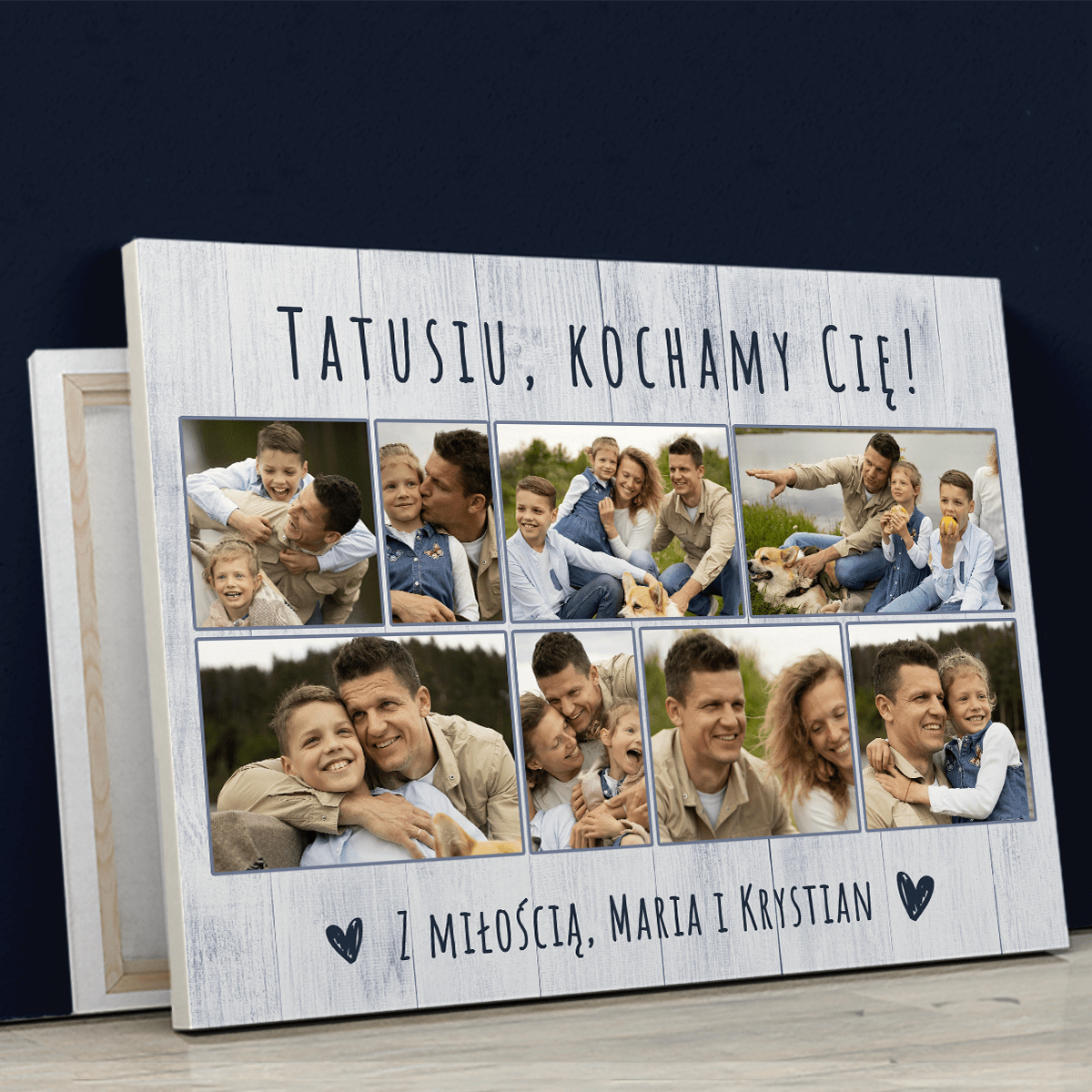Tatusiu, kochamy Cię - druk na płótnie, spersonalizowany prezent dla taty - Adamell.pl