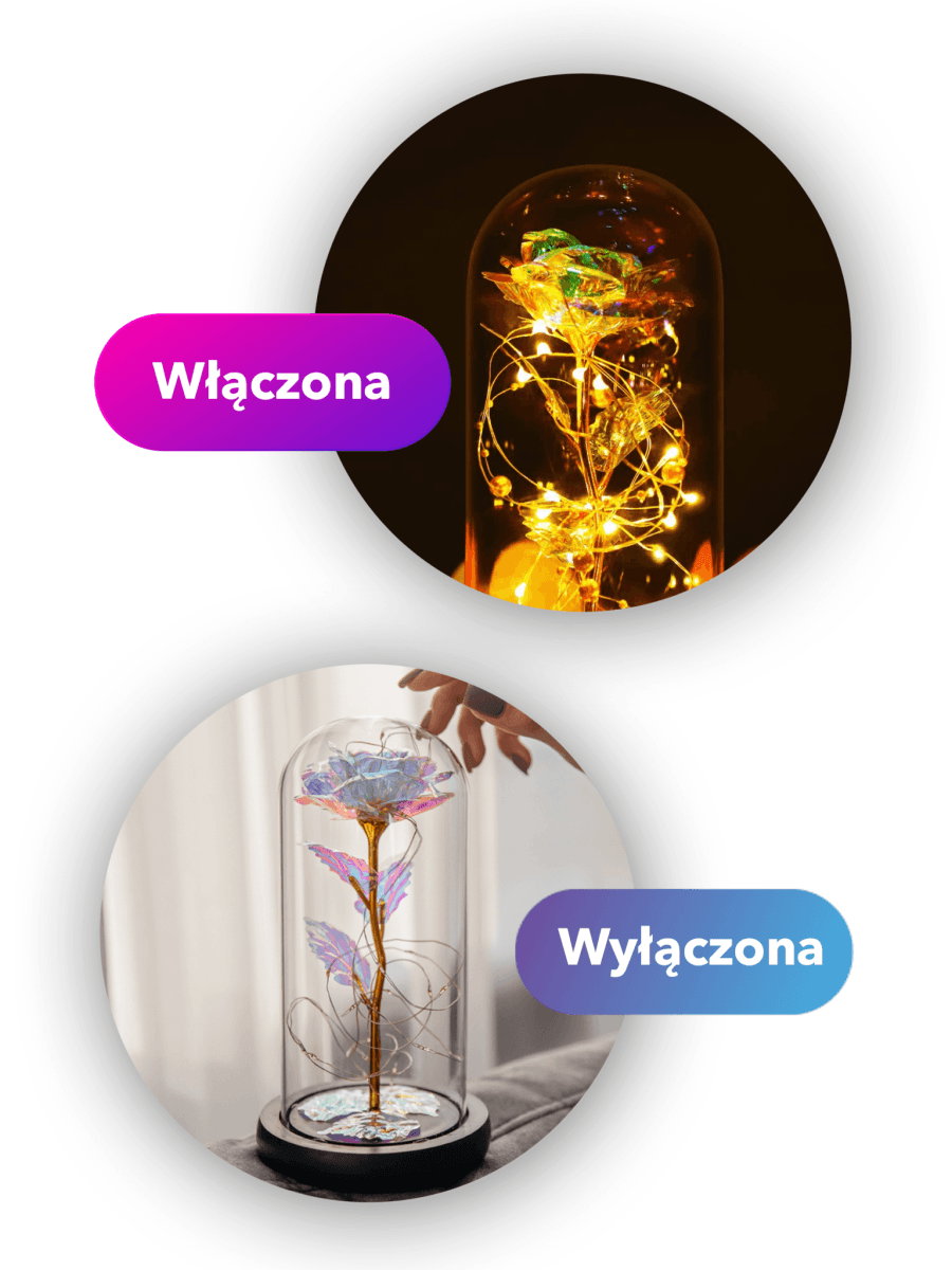 Tęczowa róża wieczna świecąca w szkle LED, Sentymentalny prezent marzeń dla mamy, niesamowite prezenty na święta, na chrzest, na dzień babci, dziadka - Adamell.pl - Wyjątkowe Prezenty