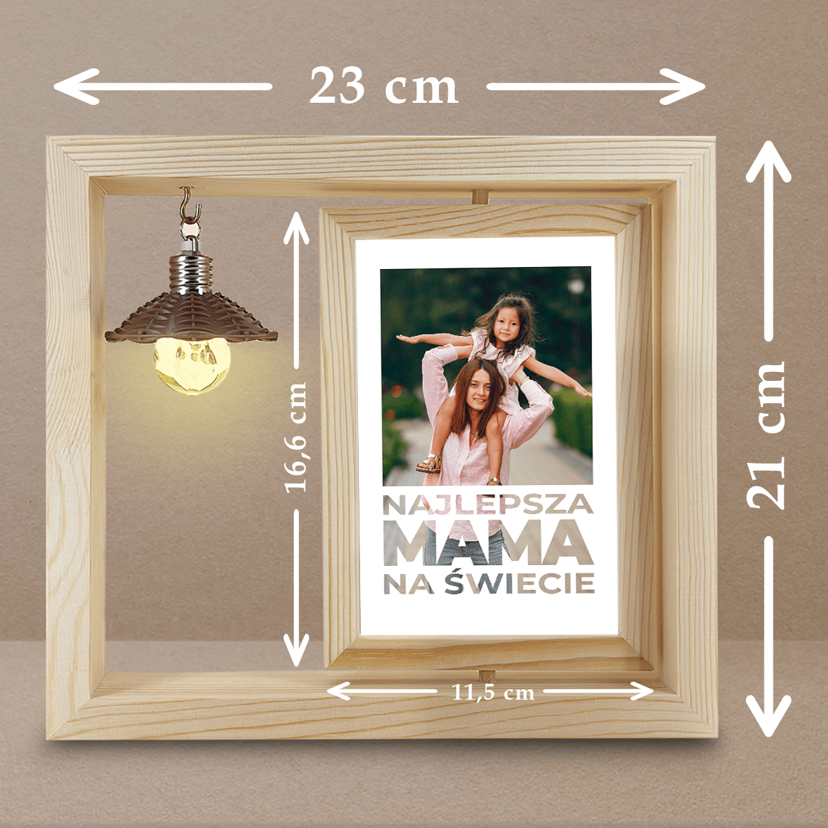 Ty jesteś najlepszą mamą na świecie - Druk na szkle w drewnianej ramce + led, spersonalizowany prezent dla mamy - Adamell.pl