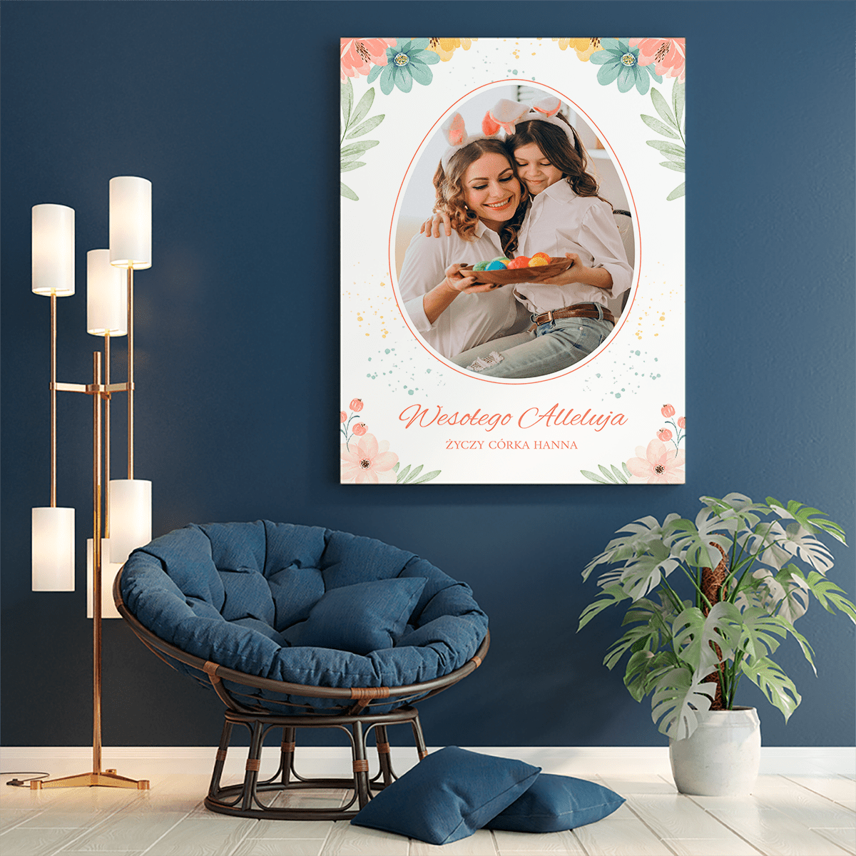 Wielkanocne życzenia od córki - druk na płótnie, spersonalizowany prezent dla mamy - Adamell.pl