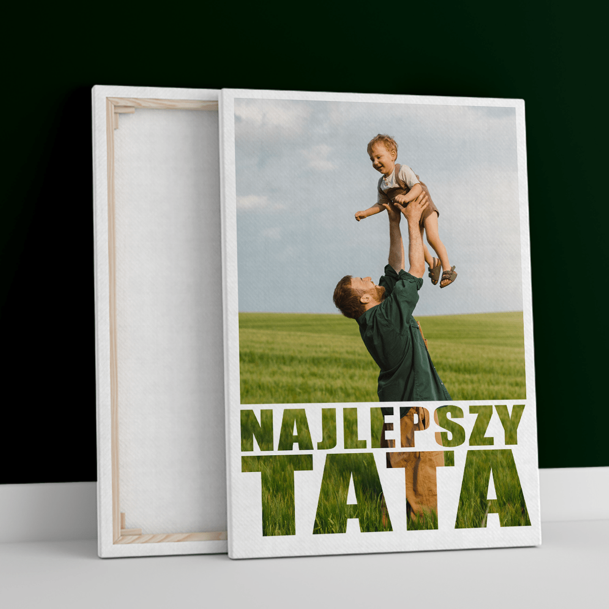 Wspólne zdjęcie + napis - druk na płótnie, spersonalizowany prezent dla taty - Adamell.pl