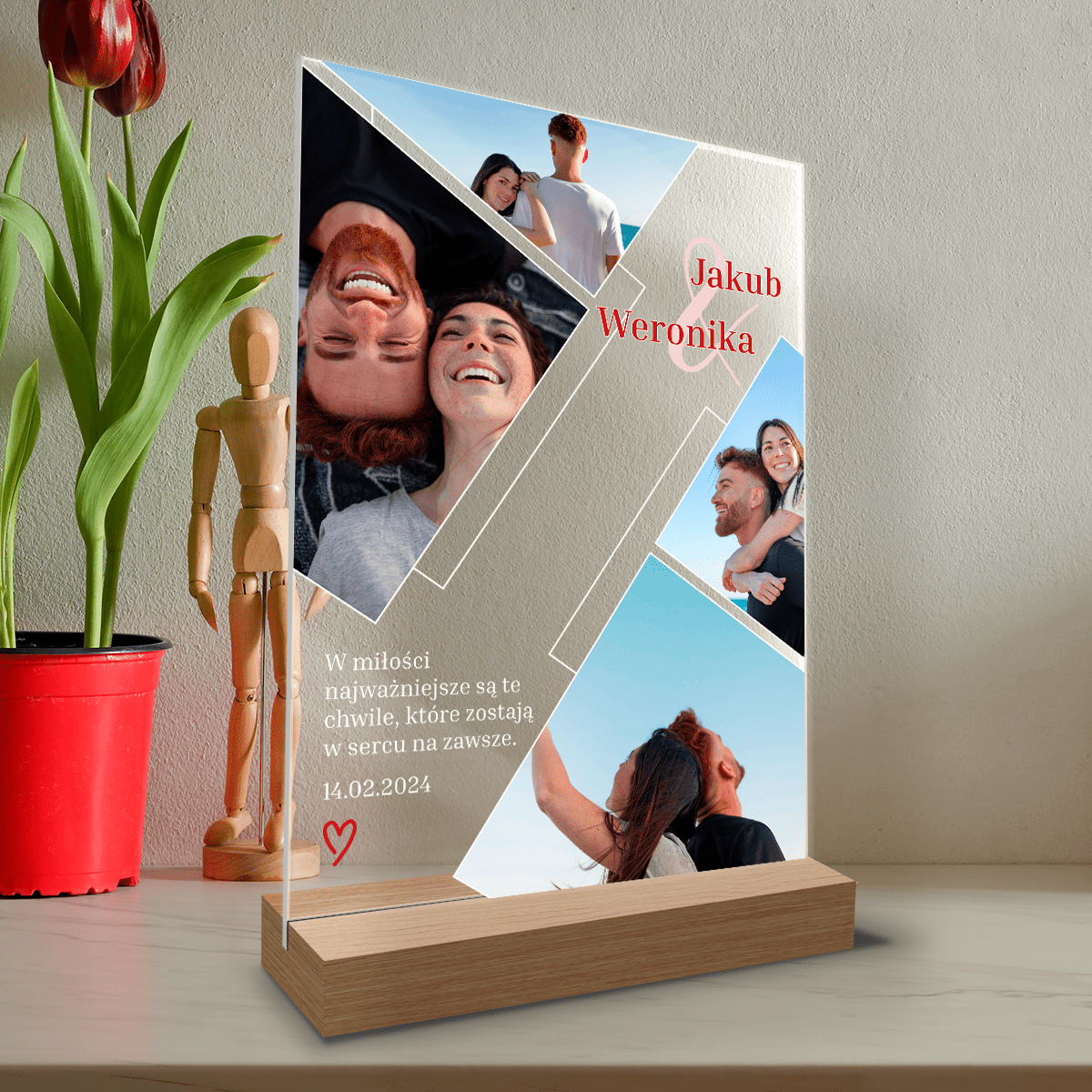 Zdjęcia w geometriach - Druk na szkle, spersonalizowany prezent dla pary - Adamell.pl