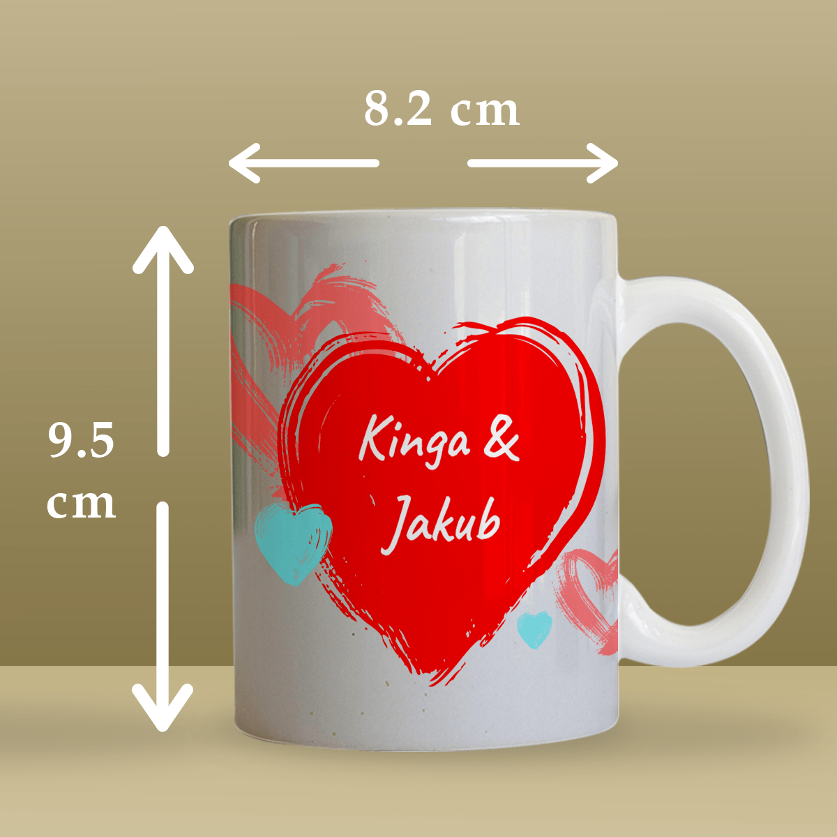 Zdjęcie serce - 1x Kubek z nadrukiem, spersonalizowany prezent dla pary - Adamell.pl