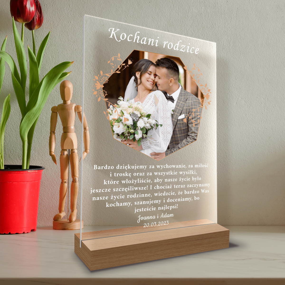 Życzenia dla rodziców + zdjęcie - Druk na szkle, spersonalizowany prezent dla rodziców - Adamell.pl