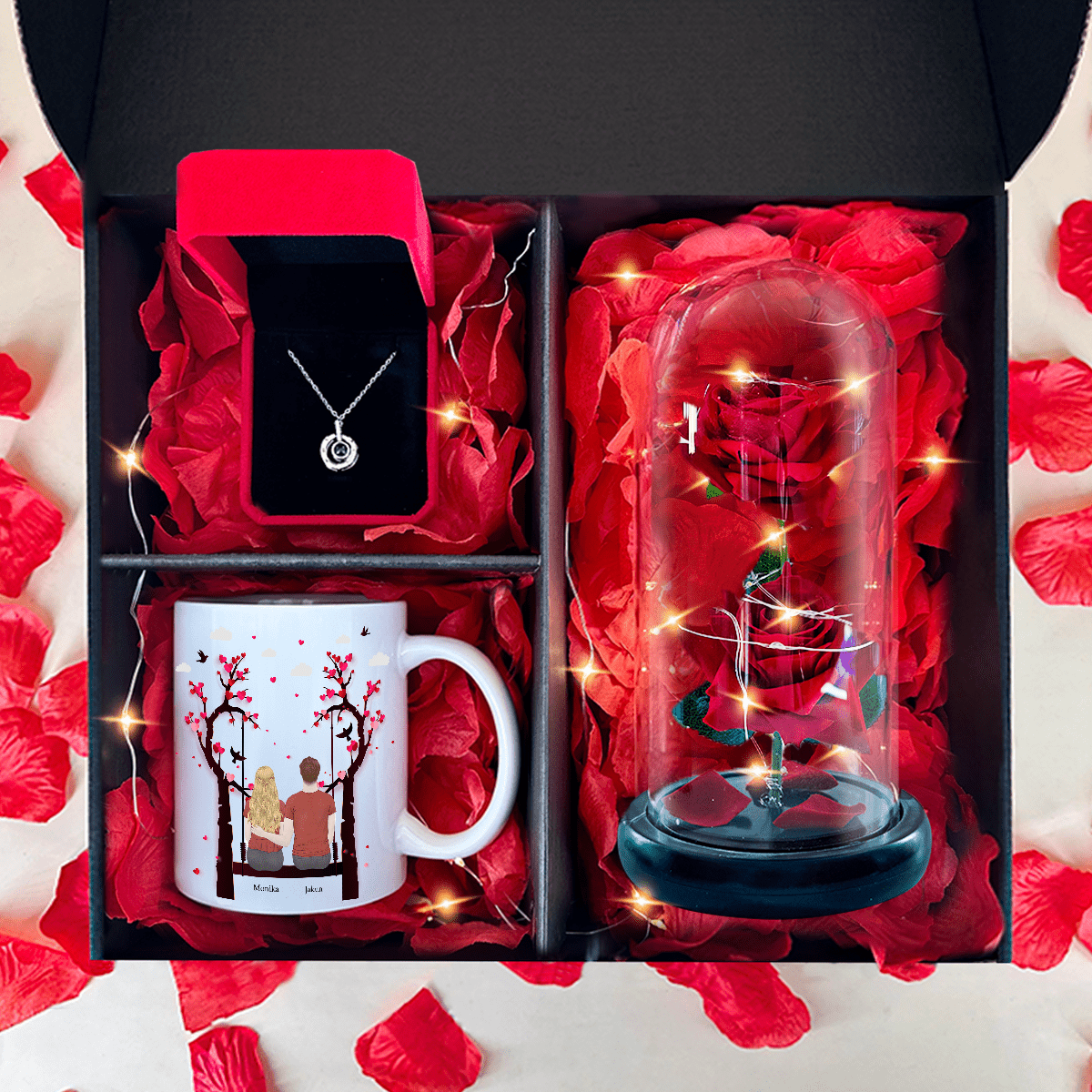 BOX Kubek + wieczna róża + wisiorek - Adamell.pl