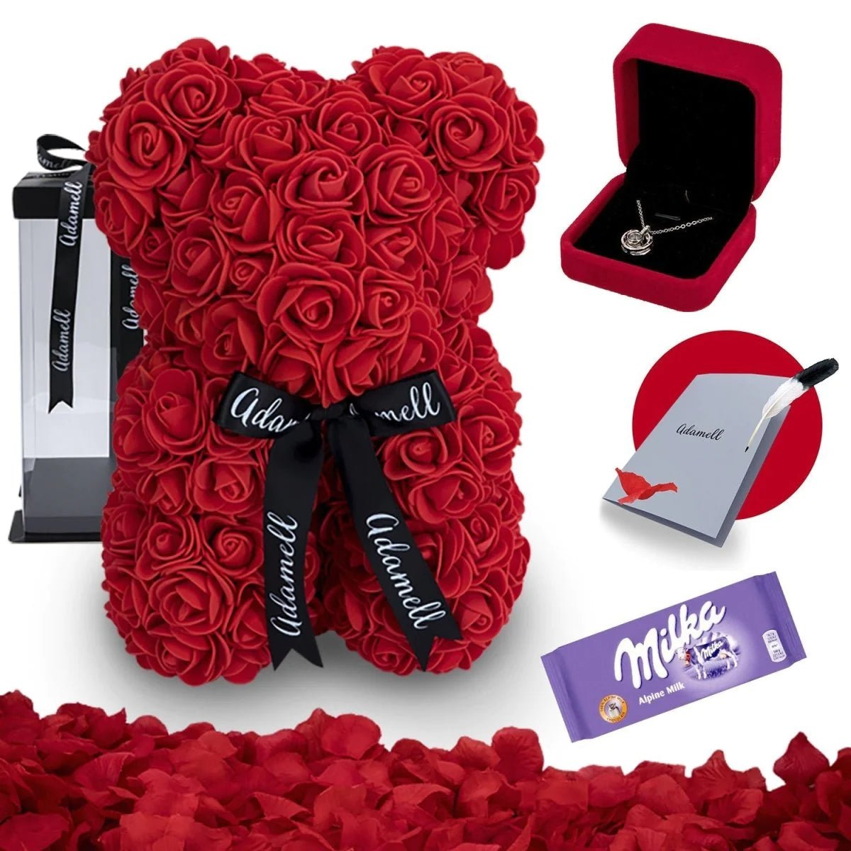 Miś z róż 25 cm - Adamell.pl