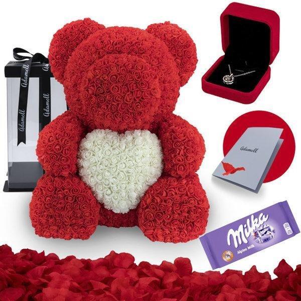 Miś z róż 70 cm - Adamell.pl - Wyjątkowe Prezenty