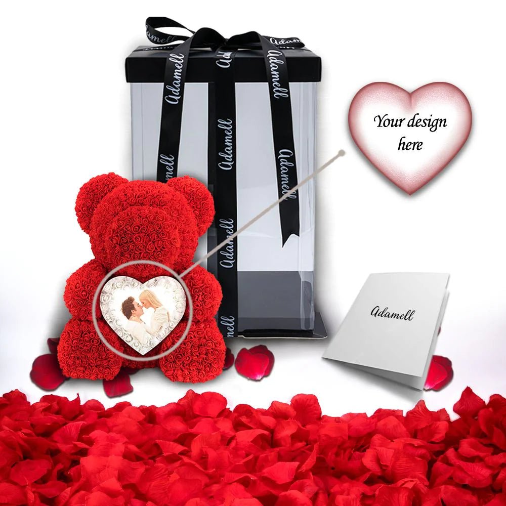Miś z róż z nadrukiem - Adamell.pl - Wyjątkowe Prezenty