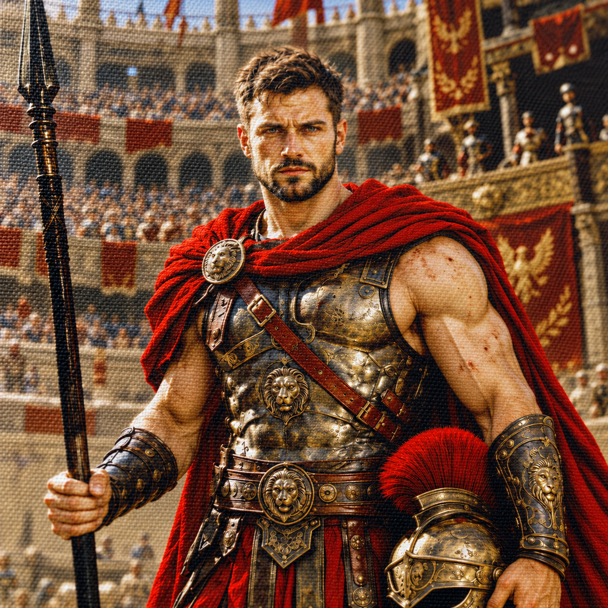 Portret ze zdjęcia na płótnie Portret gladiatora — prezent dla mężczyzny