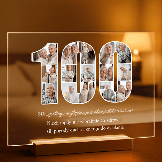 100 lat! - Druk na szkle, spersonalizowany prezent dla niego - Adamell.pl
