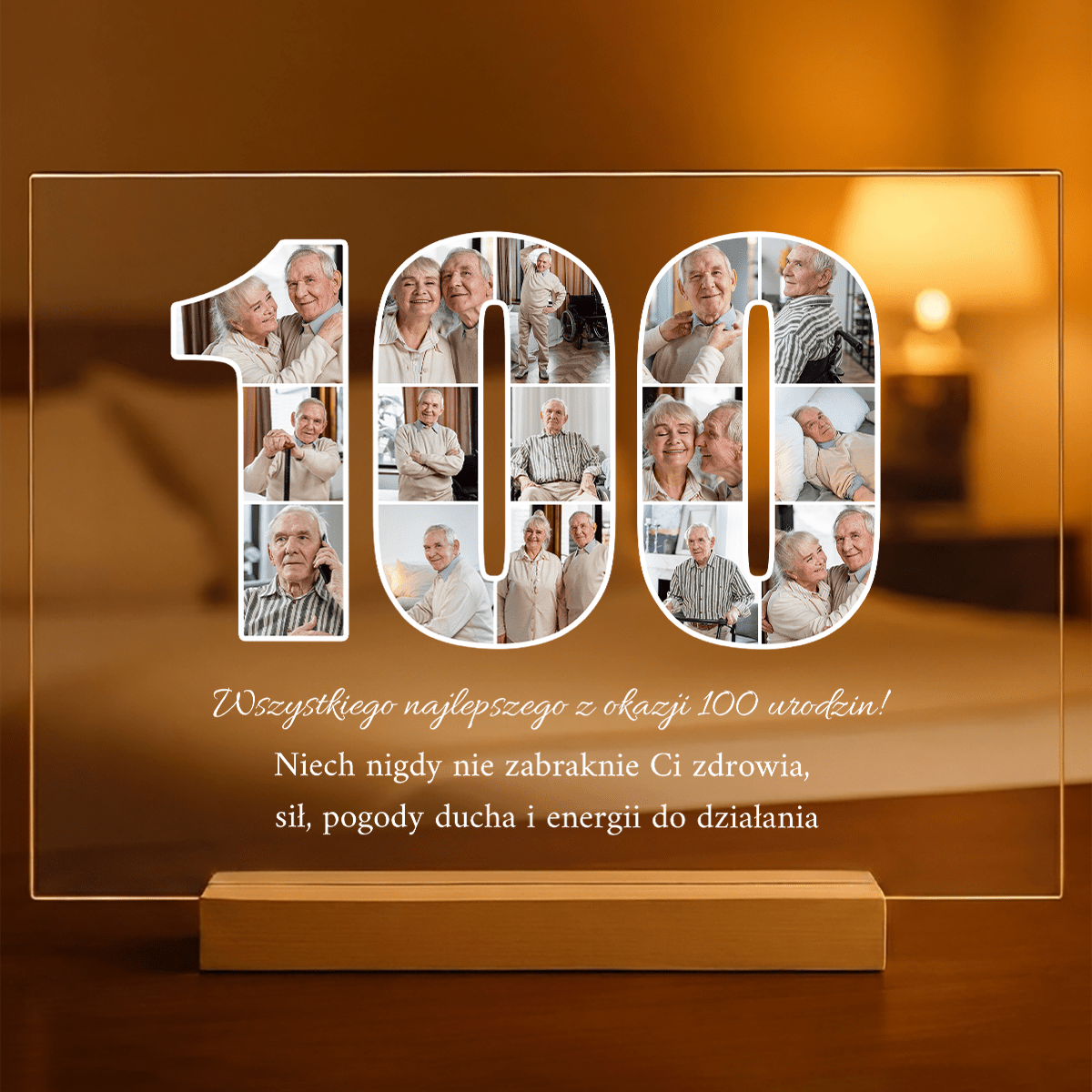 100 lat! - Druk na szkle, spersonalizowany prezent dla niego - Adamell.pl