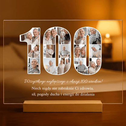 100 lat! - Druk na szkle, spersonalizowany prezent dla niego - Adamell.pl