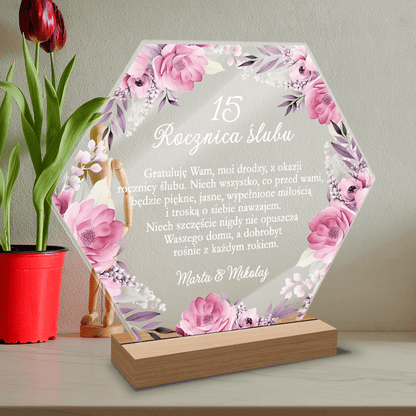 15. rocznica ślubu życzenia - Druk na szkle, spersonalizowany prezent dla pary - Adamell.pl