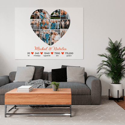 20 lat razem metryka - druk na płótnie, spersonalizowany prezent dla pary - Adamell.pl